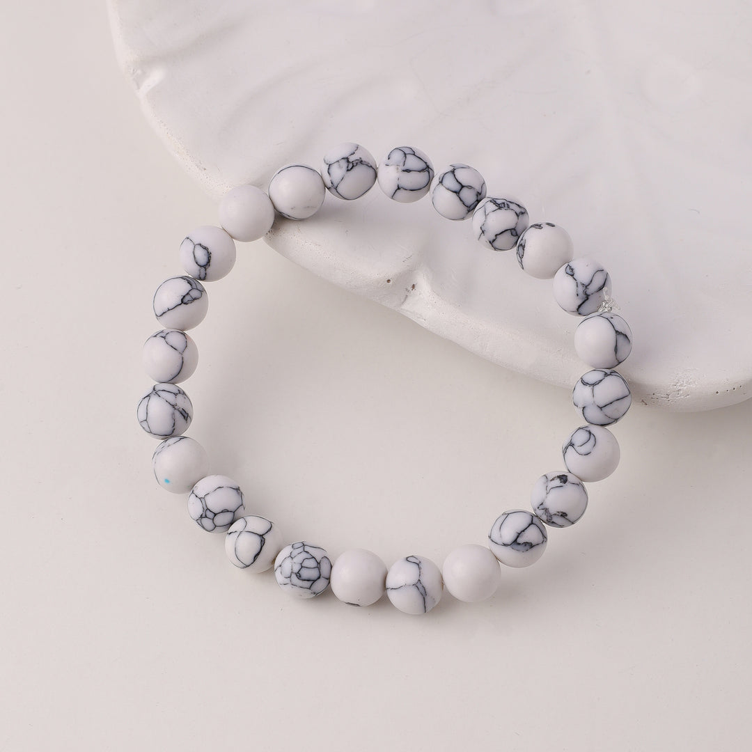 White Marble Pattern Crystal Unisex Bracelet
